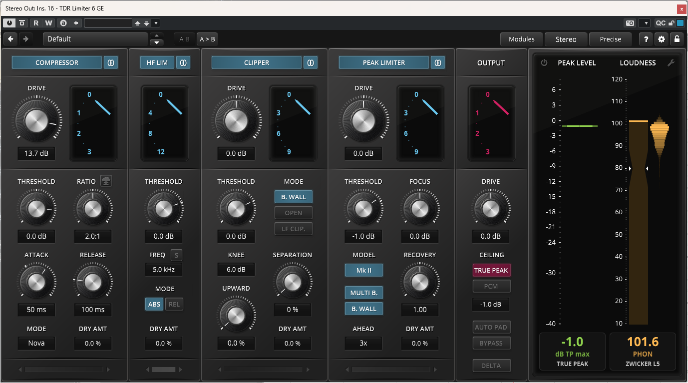 TDR labs 의 6 GE 는 Zwicker Loudness 미터를 지원한다.