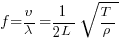 f=upsilon/lambda={1/{2L}}{sqrt{T/rho}}