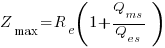 Z_max= R_e(1+{Q_ms/Q_es})