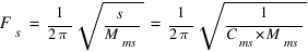 F_s ~=~ 1/{2 pi}sqrt{s/M_ms}~=~1/{2 pi}sqrt{1/C_ms*M_ms}