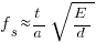 f_s approx {t/a}sqrt{E/d}