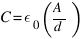 C=epsilon_0(A/d)